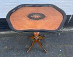 Prachtige antieke tafel met ingelegd bovenblad, 76 x 56, H71, Ophalen of Verzenden