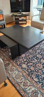 Leolux Maya salontafel. Met 2 ondertafels. Zwart, Huis en Inrichting, Tafels | Salontafels, 100 tot 150 cm, Minder dan 50 cm, Rechthoekig