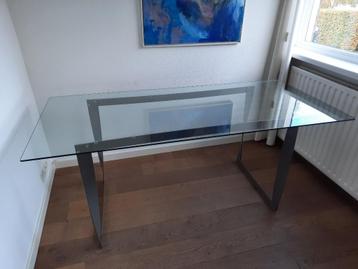 Glazen tafel bureautafel (L180cm, B 80cm, H 73cm) beschikbaar voor biedingen