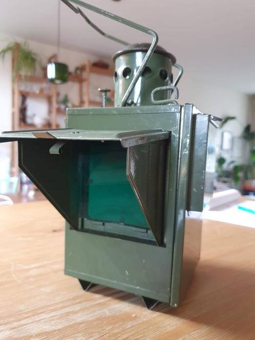 Retro seinlamp - militair, Huis en Inrichting, Lampen | Tafellampen, Gebruikt, Minder dan 50 cm, Glas, Metaal, Ophalen