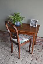 Prachtige antieke eiken houten schrijftafel met stoel., Verzenden