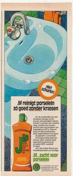 Retro reclame 1973 Jif schuurmiddel zacht voor porselein, Verzamelen, Verzenden, Overige typen