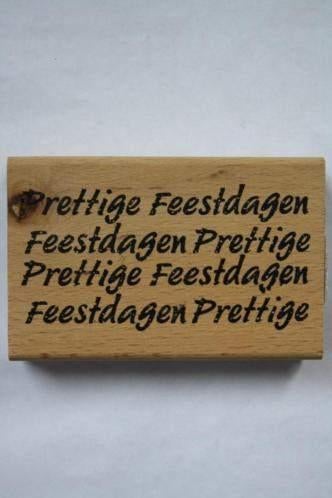 Schudstempel Prettige feestdagen 11x5,5cm, Ophalen of Verzenden, Nieuw, Houten stempel
