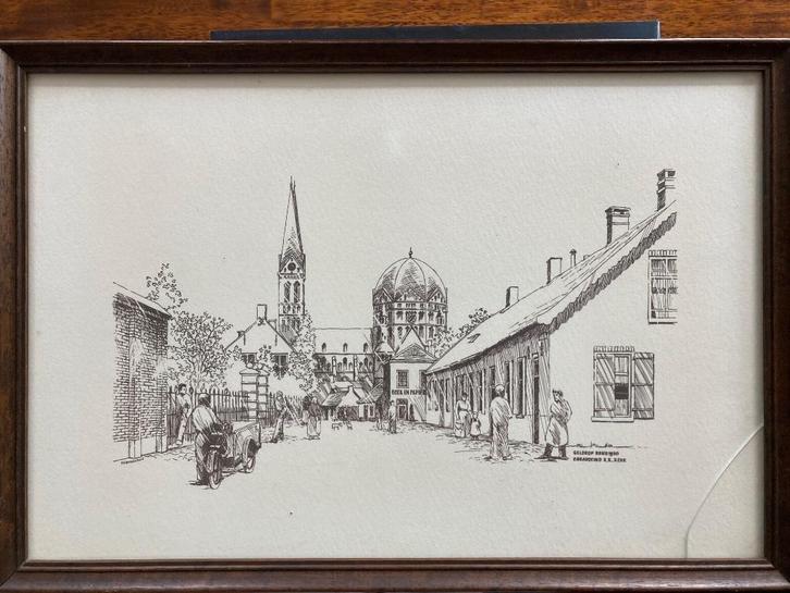 Ets print Bogardeind Geldrop rond 1900 door H.Nieuwenhuis, Antiek en Kunst, Kunst | Schilderijen | Klassiek, Ophalen