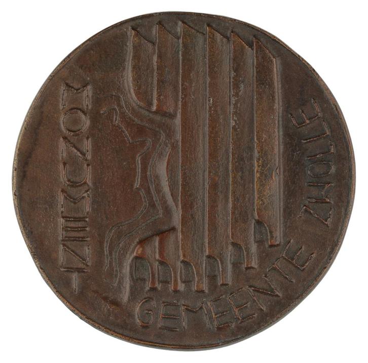 PLAQUETTE 1989 Marc de Groot : Monument Gemeente Zwolle, Postzegels en Munten, Penningen en Medailles, Brons, Nederland, Verzenden