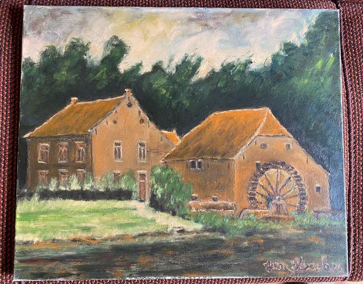 Groot schilderij van een watermolen, Jan de Stercke, Antiek en Kunst, Kunst | Schilderijen | Klassiek, Ophalen of Verzenden
