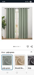 Klant en klaar gordijn grijs groen, 140 breed, 220 hoog., Huis en Inrichting, Stoffering | Gordijnen en Lamellen, Grijs, 100 tot 150 cm