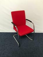 3 x Vergaderstoel, rode stof, chrome slede, Huis en Inrichting, Ophalen, Gebruikt, Drie, Stof