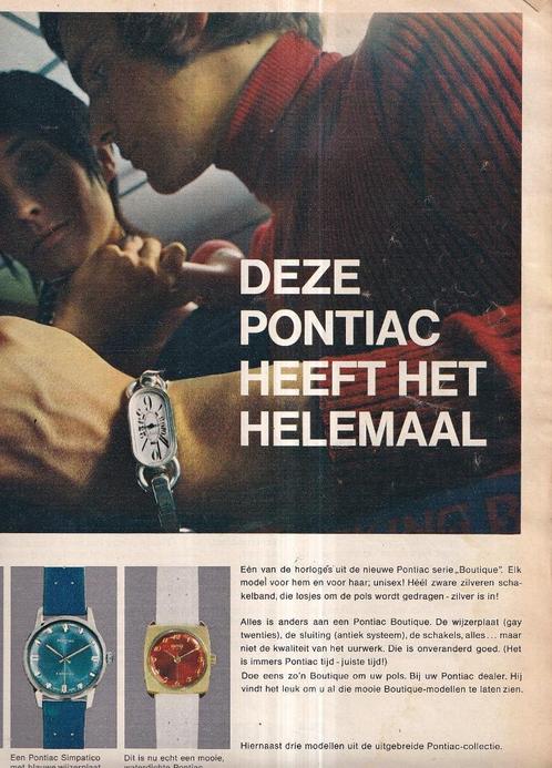 Retro reclame 1971 Pontiac horloge Simpatico Boutique Retro