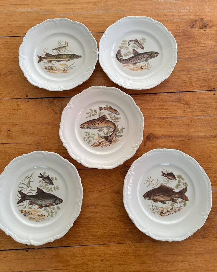 5x Winterling Visborden Ø 24 cm – Vintage Porselein, Huis en Inrichting, Keuken | Servies, Bord(en), Overige stijlen, Porselein