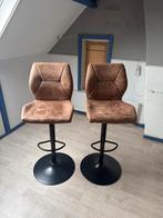 Barkruk Jesse - verstelbaar - cognac, Huis en Inrichting, 2 krukken, Ophalen, Zo goed als nieuw, 60 tot 90 cm