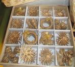 Vintage kerst rieten ornamenten in houten doos, Diversen, Ophalen of Verzenden, Zo goed als nieuw