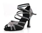 Zwarte glitter dans hakken salsa dames hoge dansschoenen, Verzenden, Nieuw, Zwart, Dansschoenen