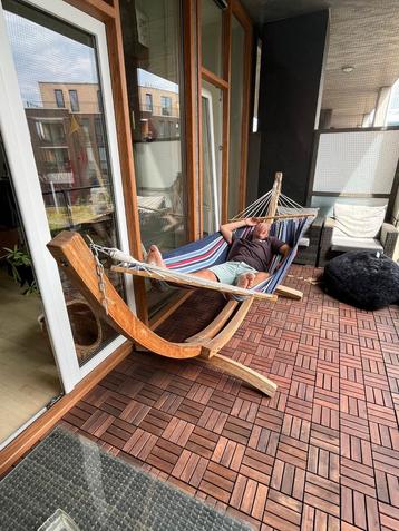 Hangmatstandaard massief hout incl. hangmat(2) beschikbaar voor biedingen