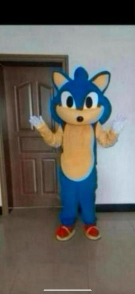Mascotte sonic te huur inclusief acteur, Hobby en Vrije tijd, Feestartikelen | Verhuur, Zo goed als nieuw, Overige, Ophalen of Verzenden