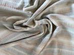Stof lichtgroen streep vintage retro linnen katoen, 120 cm of meer, Nieuw, Ophalen of Verzenden, Katoen