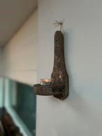 Wand kandelaar van hergebruikt hout sober sleets india, Ophalen of Verzenden