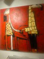 Afrikaans Olieverfschilderij - Gesigneerd - 115x125cm, Ophalen of Verzenden