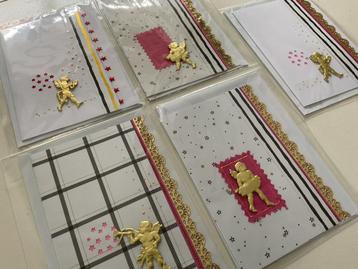 Set/5 unieke kerstkaarten, diverse setjes, handgemaakt beschikbaar voor biedingen
