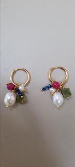 Parel edelsteen oorbellen, Sieraden, Tassen en Uiterlijk, Oorbellen, Ophalen of Verzenden, Zo goed als nieuw, Goud, Overige materialen