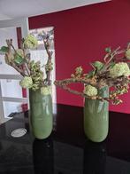 Twee prachtige glazen groene vazen van Dutz, Huis en Inrichting, Ophalen of Verzenden, Minder dan 50 cm, Groen, Glas