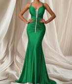 Smaragdgroene lange Galajurk met strass mt 34/36, Galajurk, Nieuw, Ophalen of Verzenden, Maat 36 (S)