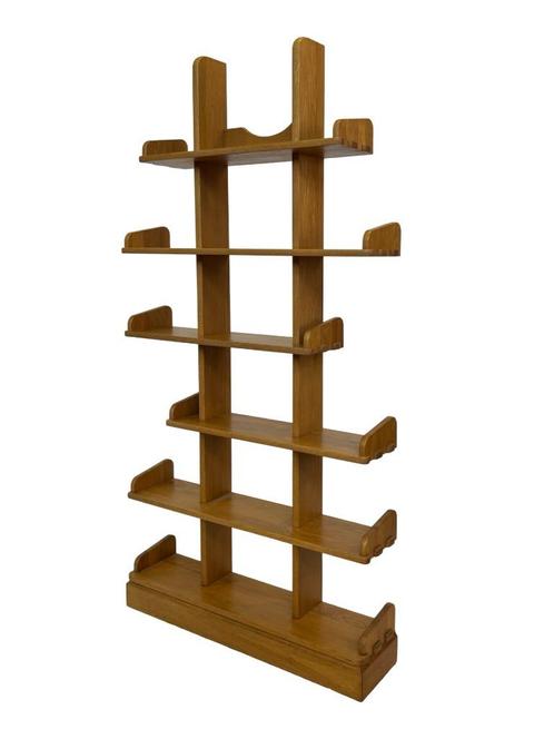 Vintage brutalist eikenhouten boekenkast, Nederland 70's, Huis en Inrichting, Kasten | Boekenkasten, Zo goed als nieuw, 50 tot 100 cm