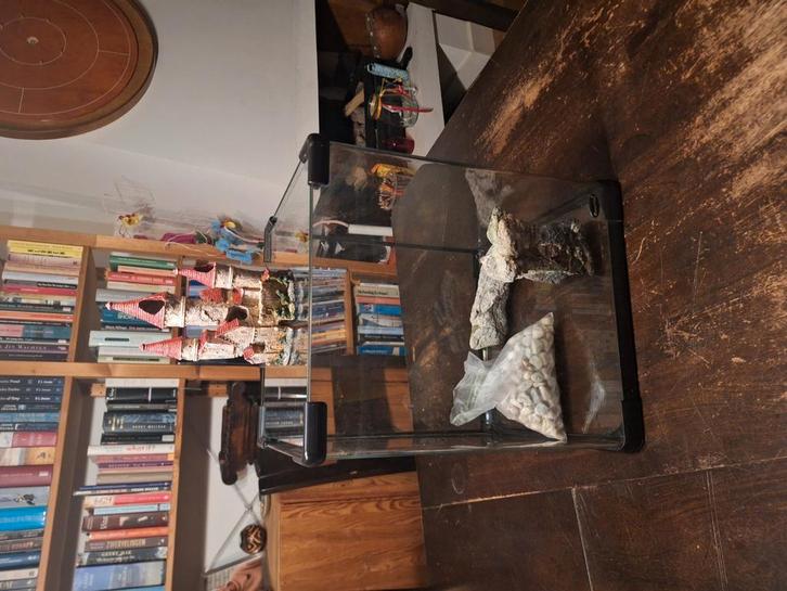 Vissenkom 40 liter met kasteeltje en rotsen, Dieren en Toebehoren, Vissen | Aquaria en Toebehoren, Leeg aquarium, Ophalen