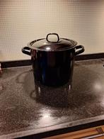 Grote zwarte zware Emaille Vintage Soeppan, Ophalen of Verzenden, Gebruikt, Overige materialen, Kookpan of Snelkookpan