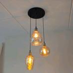 Plafondlamp glas 3 zwart Amber, Ophalen, Zo goed als nieuw, Glas