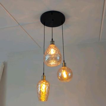 Plafondlamp glas 3 zwart Amber  beschikbaar voor biedingen