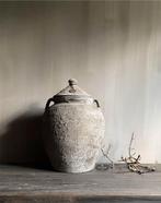 Stenen pot Patan kruik deksel steen stoer sober landelijk, Huis en Inrichting, Woonaccessoires | Overige, Verzenden, Nieuw