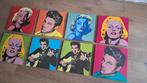 Acht canvassen van Monroe, Elvis en Warhol, Ophalen of Verzenden