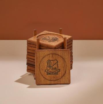 Vintage Houten Onderzetters Set 12st. MCM, Ref. 00255 beschikbaar voor biedingen