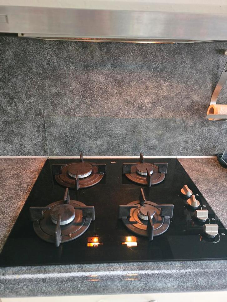 Etna Gas op Glas kookplaat 60cm, Witgoed en Apparatuur, Kookplaten, Inbouw, Gas, 4 kookzones, Ophalen