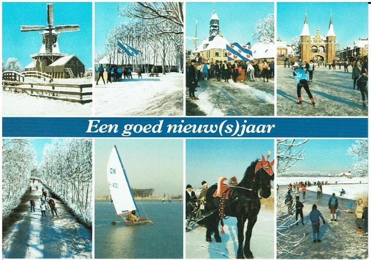 Ansichtkaart Winter in Friesland, molen, waterpoort, ijs, Verzamelen, Ansichtkaarten | Nederland, Ongelopen, Friesland, 1980 tot heden