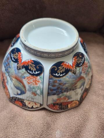 Vintage Royal Peacock porseleinen kom met bloemen en pauw |  beschikbaar voor biedingen