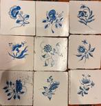 9 oude tegels Friese bloemen, Antiek en Kunst, Antiek | Wandborden en Tegels, Ophalen of Verzenden