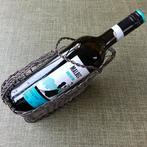 Vintage Verzilverde Wijnfles Houder, Overige materialen, Gebruikt, Mand, Ophalen of Verzenden