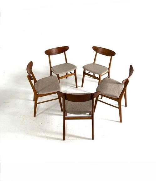 Set van 5 vintage Deense Farstrup Møbler eetkaerstoelen ‘60, Huis en Inrichting, Stoelen, Zo goed als nieuw, Vijf, Zes of meer stoelen
