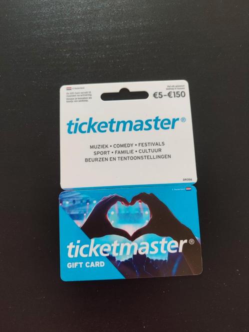 Ticketmaster cadeau kaart t.w.v 100.-, Tickets en Kaartjes, Overige Tickets en Kaartjes