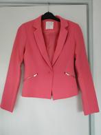 Bershka dames blazer koraal roze met rits zak motieven, Zo goed als nieuw, Jasje, Roze, Maat 34 (XS) of kleiner