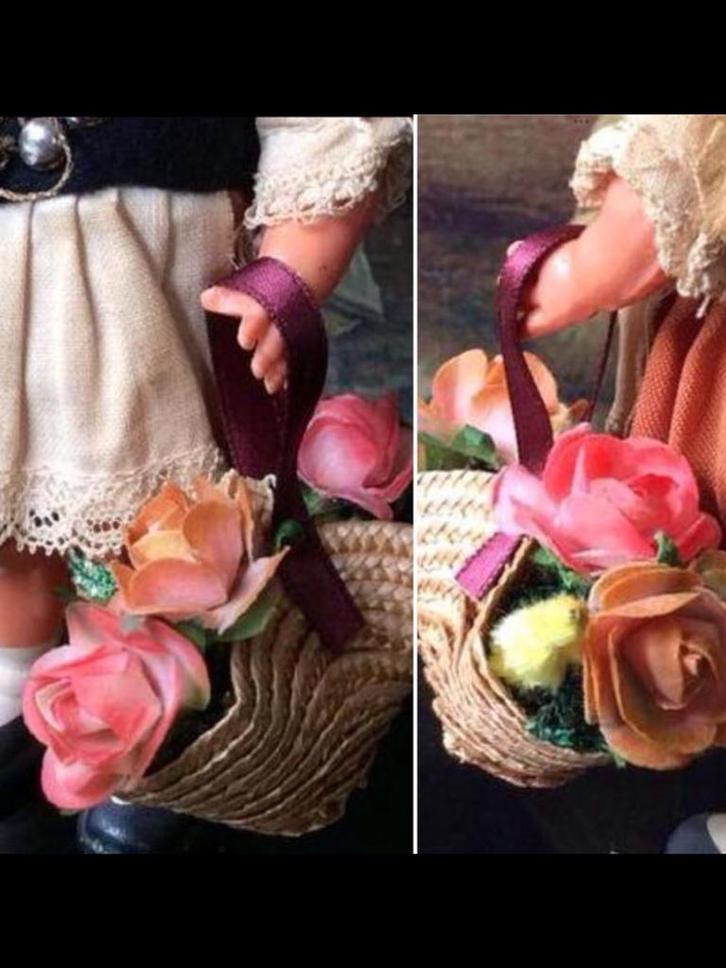 🌿 Pop,” ANTIEK/OUDE DANSPOPJES MET BLOEMEN MANDJES”🌿, Verzamelen, Poppen, Pop, Verzenden