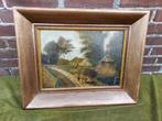 Schilderij, landschap met boerderij en hooiberg., Antiek en Kunst, Verzenden