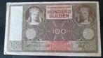 100 gulden biljet luit spelende vrouw cw 093808 1940, Ophalen of Verzenden, 100 gulden, Los biljet