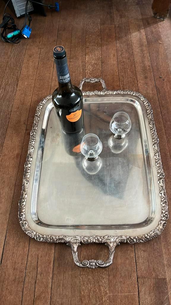 Dienblad van sterrenrestaurant verzilverd 54,3cm, Huis en Inrichting, Keuken | Servies, Gebruikt, Schaal of Schalen, Overige stijlen