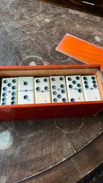 Domino stenen in opbergdoos been op ebbenhout, Antiek en Kunst, Ophalen of Verzenden