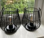 Set van 2 metalen lantaarns, Zwart, Ophalen of Verzenden, Zo goed als nieuw, Metaal