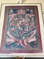 Tibetaanse Thangka - Rad des Levens, Ingelijst Kunstwerk, Ophalen of Verzenden