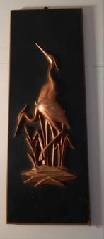 Vintage Wandbord schilderij kraanvogels, Huis en Inrichting, Ophalen of Verzenden, Gebruikt